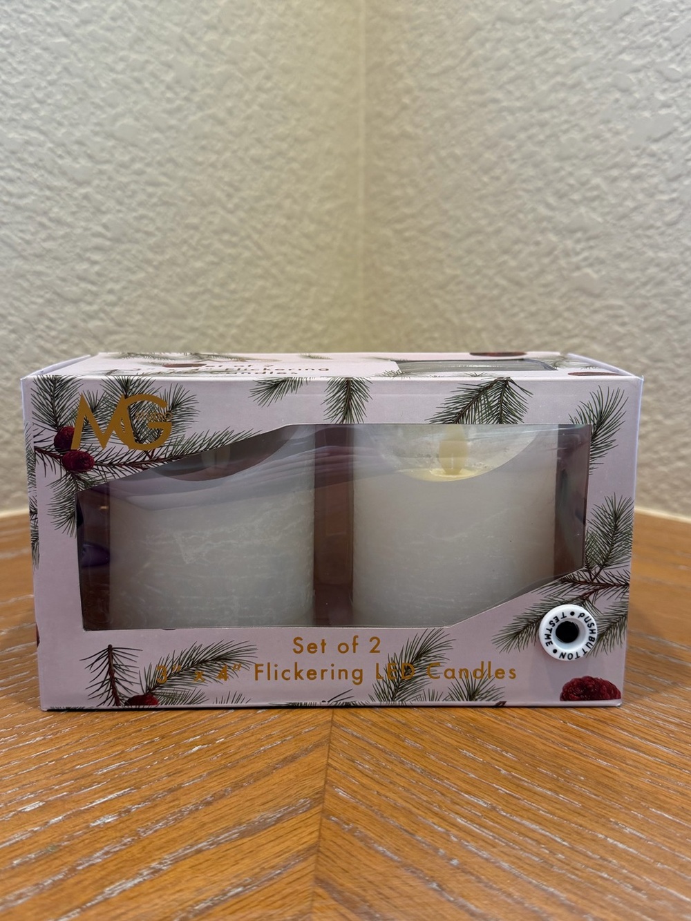 MG STUDIO White LED Flickering LED Candles - Set of 2